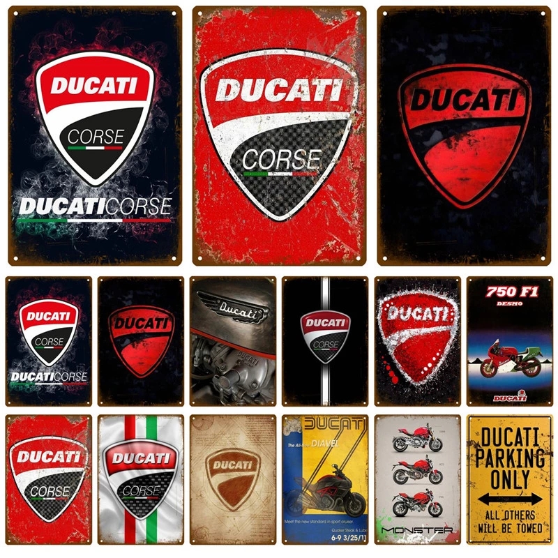 

Ducati Metal Painting Vintage Retro Wall House Restaurant Decoration Plaque Pub Bar Home Wall Decor Art Tin Sign Plate Man Cave 20cmx30cm Woo