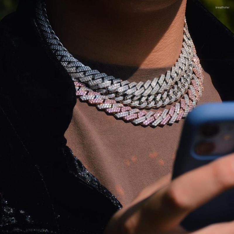 

Choker Summer Hip Hop Heavy Iced Out Bling White Pink Cz Miami Cuban Chain Necklaces For Women Mens Fashion Party Jewelry
