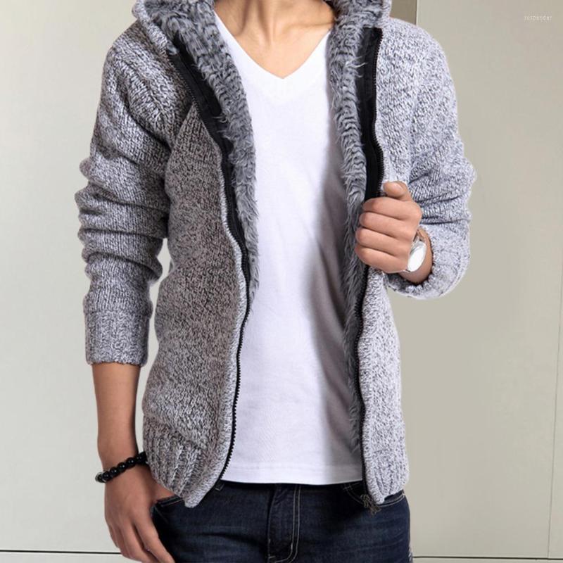 

Men's Sweaters Men Sweater Coat Super Soft Long Sleeve Knitting Hood Jacket Coldproof, Black