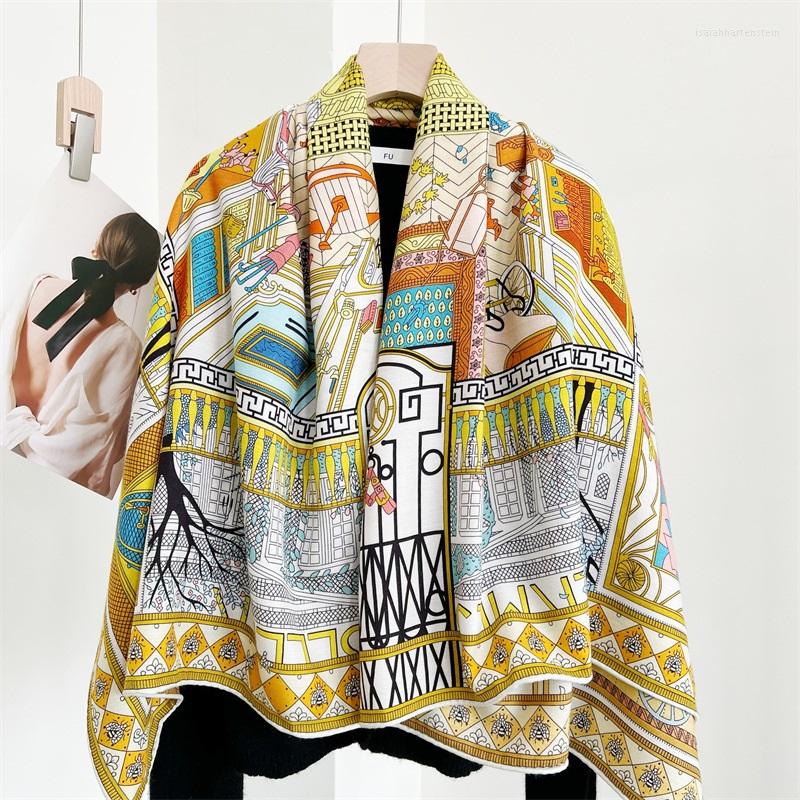 

Scarves Exotic Treasures Print Blanket Scarf Shawl 2022 Double-Sided Women Winter Wool Wraps Echarpe Poncho 135 135cm