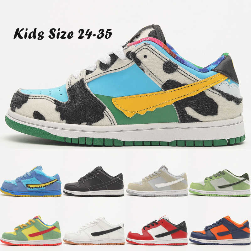 

Top SB Kids Toddler Running Shoes Low Designer Shadow Chunky Dunky Blue Bear Chicago Summit White Civilists Boys Girls Sneakers Size 24-35, C10 shadow