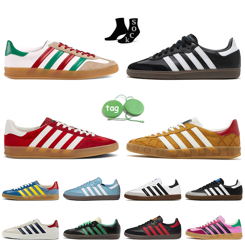 

Samba Shoes Running Sambas Vegan Gazelles White Black Gum Monogram Light Blue Suede Pink Velvet Argentina Wales Bonner Women Mens Gazelless Trainers Sneakers, D16 wales bonner black green 36-45