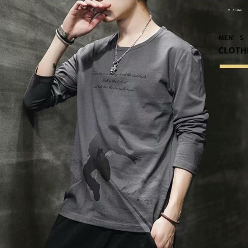 

Men's T Shirts 2022 Spring And Autumn Fashion Korean Loose Long-sleeved Hoodless T-shirt Round Neck Chinese Youth Casual Top, Black