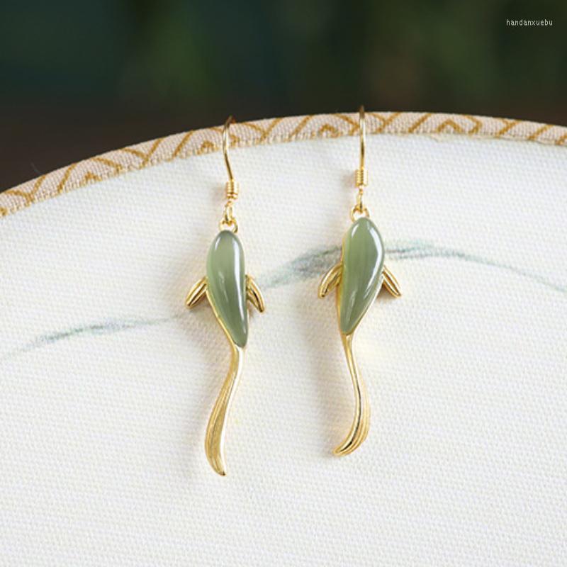 

Dangle Earrings 2022 Chinese Style Good Luck Koi Fish Ear Hook Exquisite Jade Retro For Women Cheongsam With Party Jewelry Wholesale