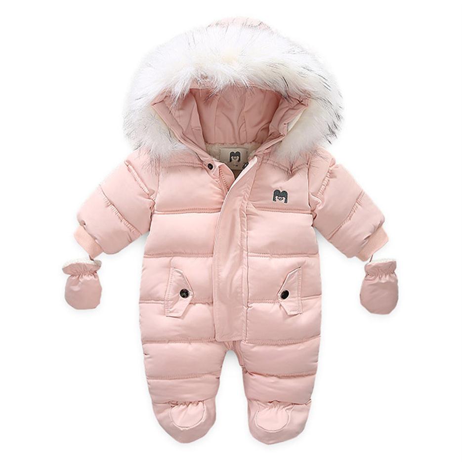 

Baby Girls Clothes Newborn Winter Thick boys Rompers Infant Costume Coat Fur collar Plus Velvet Toddler Romper 3-24 Monthes kg-449284Z, As picture2