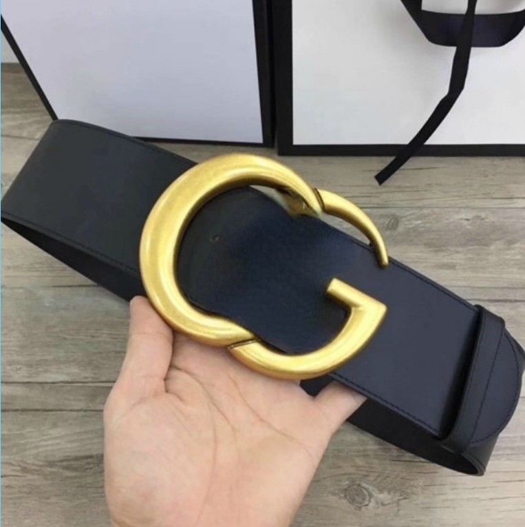 

Designe Belts 2023 style lady Fashion Belt Women wide 7.0cm big Leather Gold Buckle for girl designer Genuine with box, Black