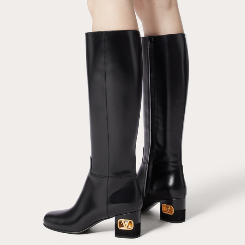

HERITAGE calf Import from Italy Boot Shoes Nude Black Leather Pointed Slim rider boots
