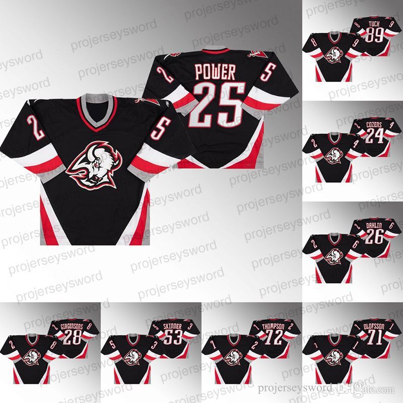 

Buffalo Owen Power Sabres Goathead Logo Black Jersey Peyton Krebs Dylan Cozens Rasmus Dahlin Zemgus Girgensons Jeff Skinner Tage Thom CUSTOM, 26 rasmus dahlin