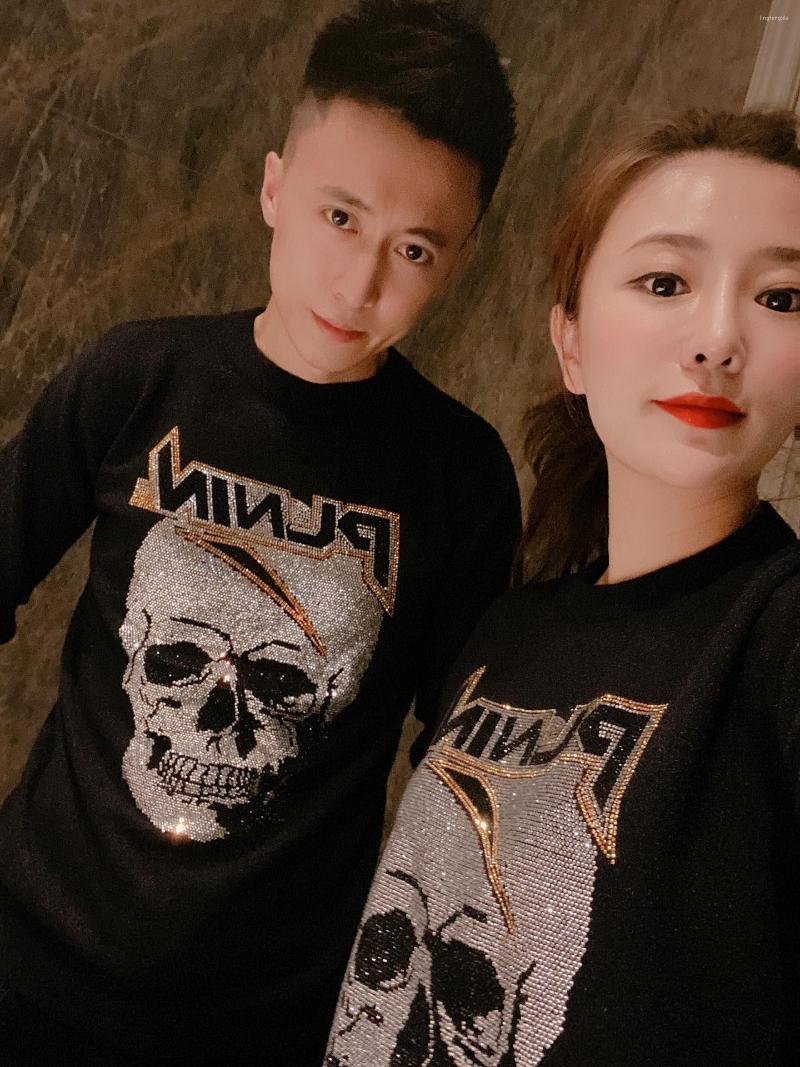 

Men's Sweaters Luxury Sparkling Rhinestone Skull Winter Base Comfortable Men's Sweater Casual Personality Clothing Autumn Brand Pullover, As shown asian size