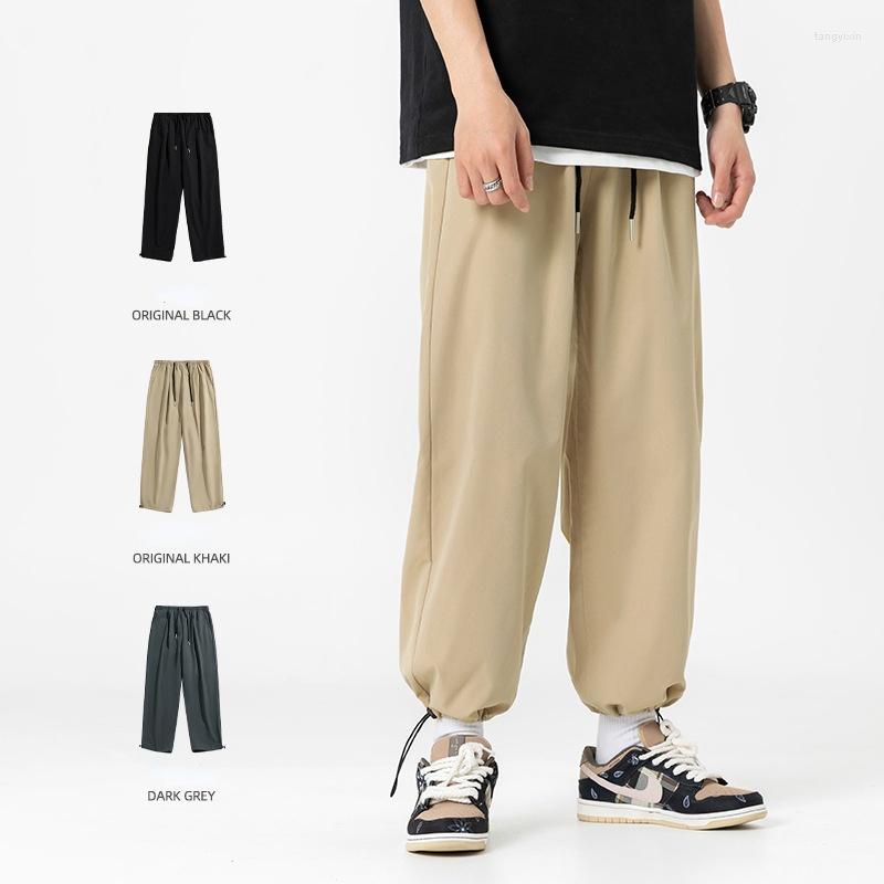 

Men' Pants Men' Khaki Casual 2022 Spring Loose Versatile Simple Straight Cropped Fashion, Black
