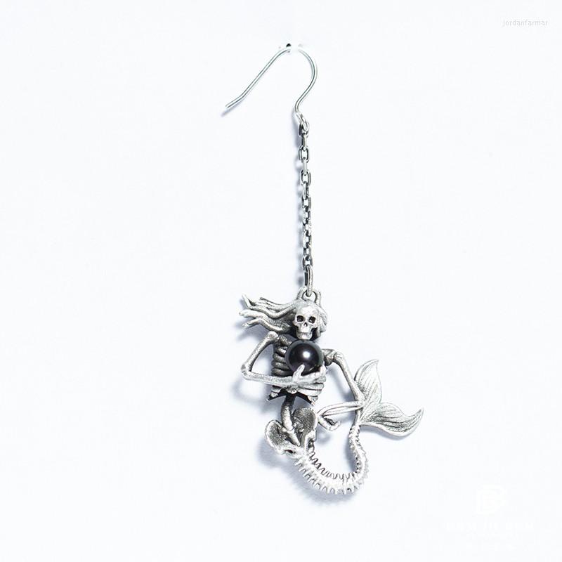 

Dangle Earrings BEM HI BEN Men's Women's Mermaid Skeleton Skull 925 Sterling Silver Simple Original Hand Made Darkness Customized