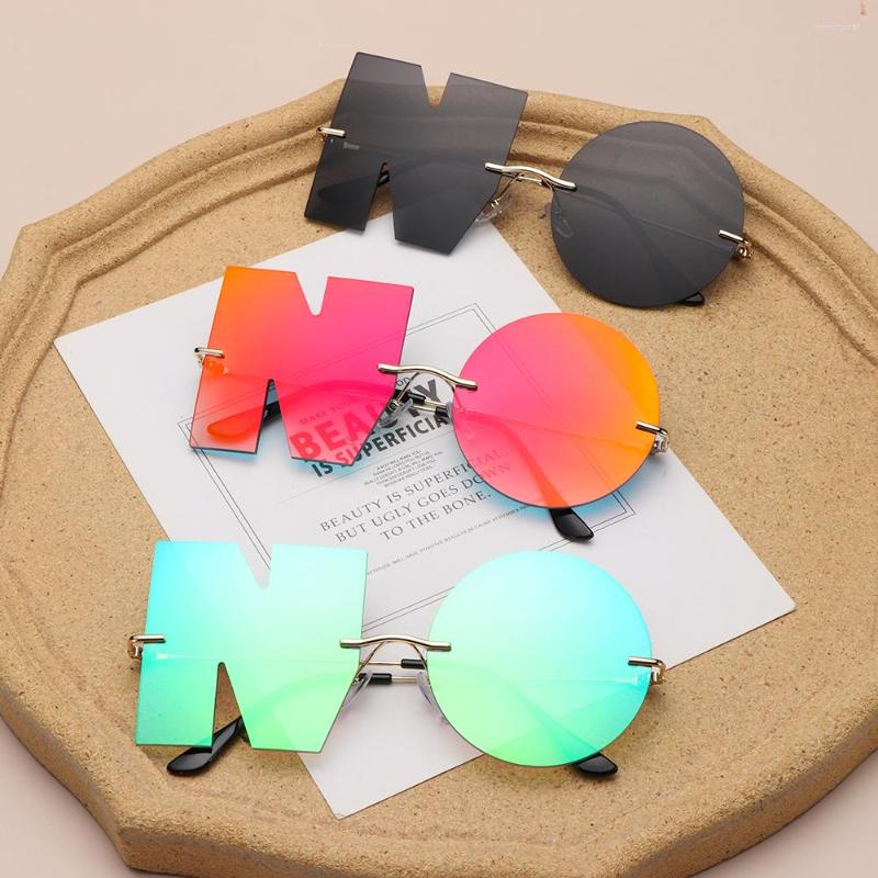 

Sunglasses Luxury UV400 Metal Eyewear Women Sun Glasses Letter NO Trend Ladies Shades
