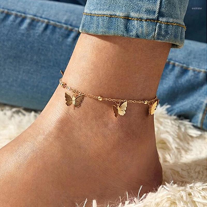 

Anklets Bohemian Gold Color Butterfly For Women Multi Layers Ankle Bracelet Summer Ocean Beach Anklet Foot Leg Jewelry 2022