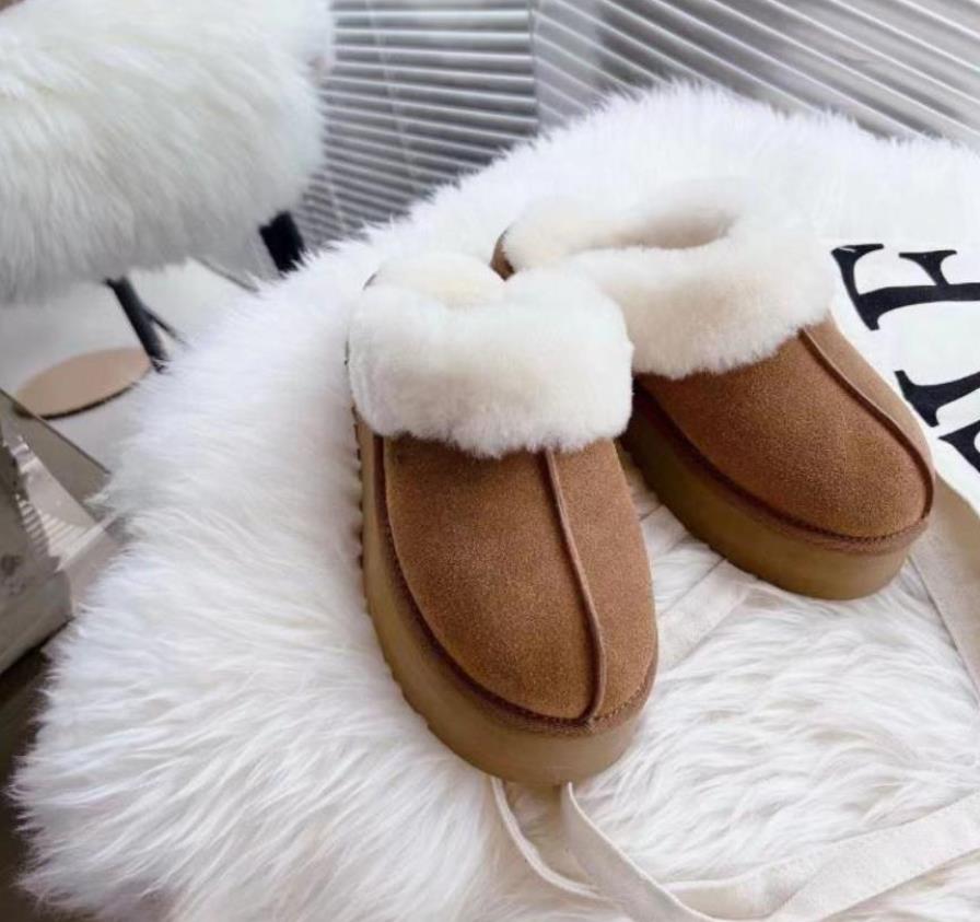 

Australian 2022 new pattern Thick soled slippers Classic Warm Boots Womens Mini Half Snow Boot Winter fashion fur Fluffy furry Satin Ankle Bootss Booties slippers, Brown