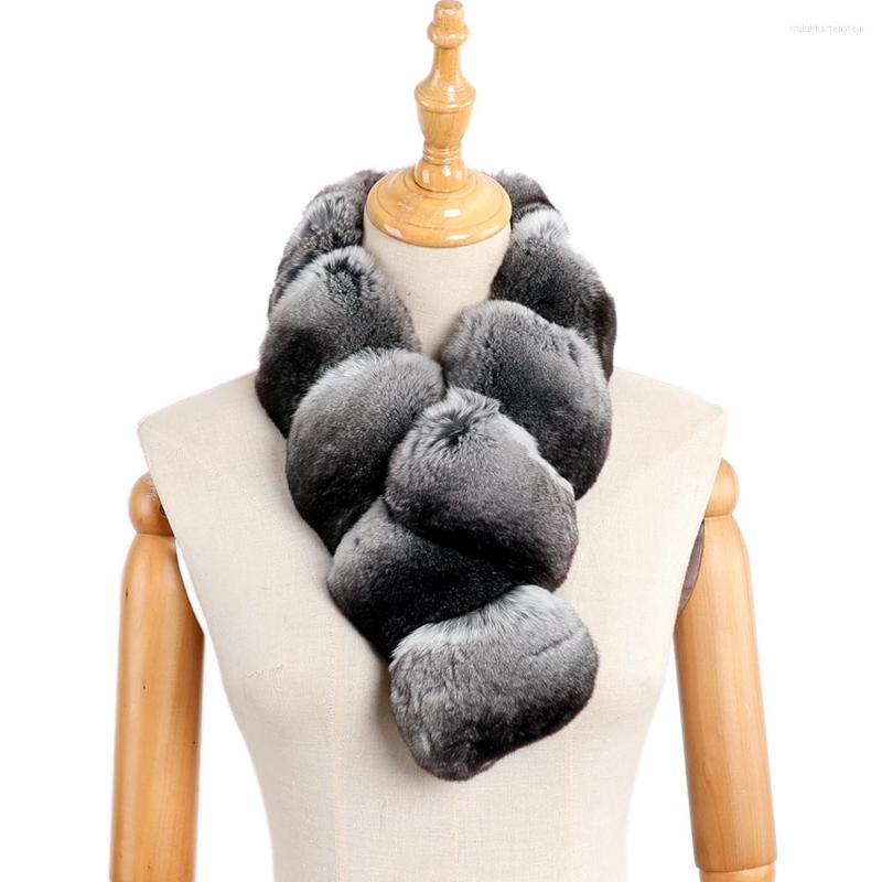 

Scarves Unisex Real Chinchilla Fur Scarf Lady Wraps Scarfs Natural Color Extrmely Soft Clips Neck Warmer Neckcheif