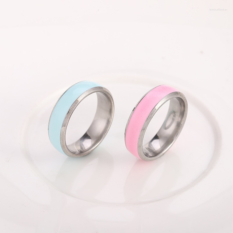 

Wedding Rings 2022 Korean Fashion Stainless Steel Luminous Ring For Women Glowing In The Dark Colorful Acrylic Couple Jewelry