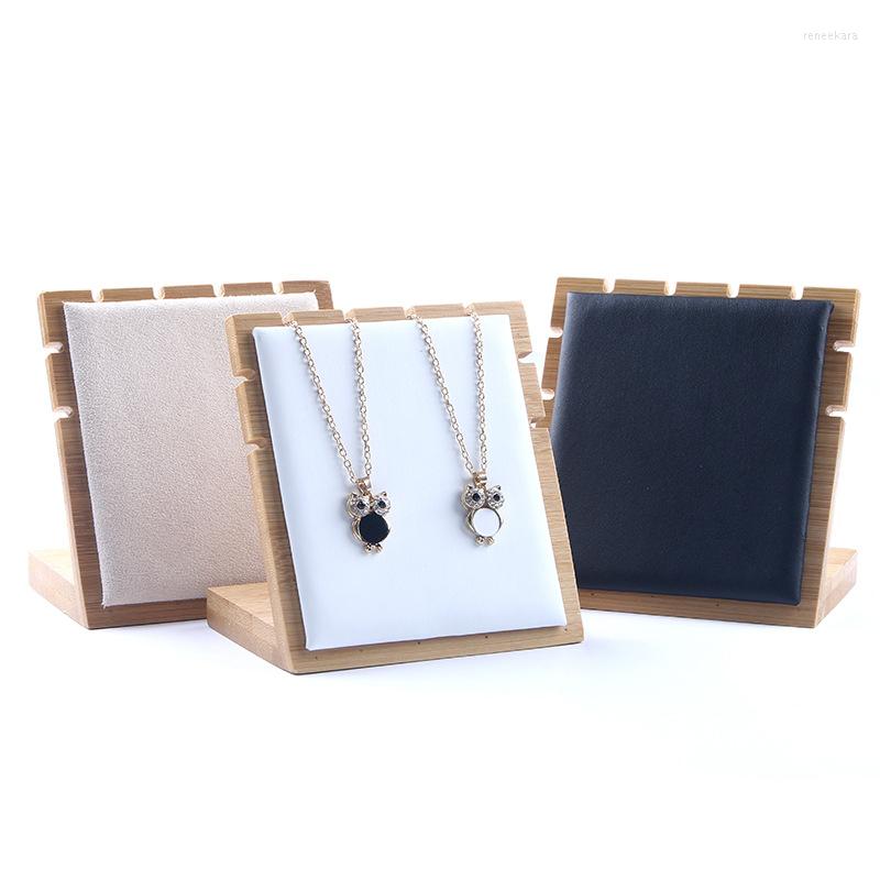 

Jewelry Pouches Bamboo Display Rack Storage Earrings Necklace Pendant Stand Organizer Counter