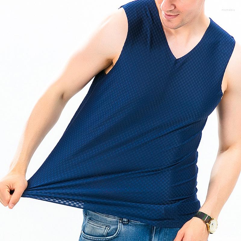 

Men's Tank Tops Men Ice Silk Vest Breathable Quick-Drying Sleeveless T Shirts Summer Cool Beach Travel Tanks Fitness 2022