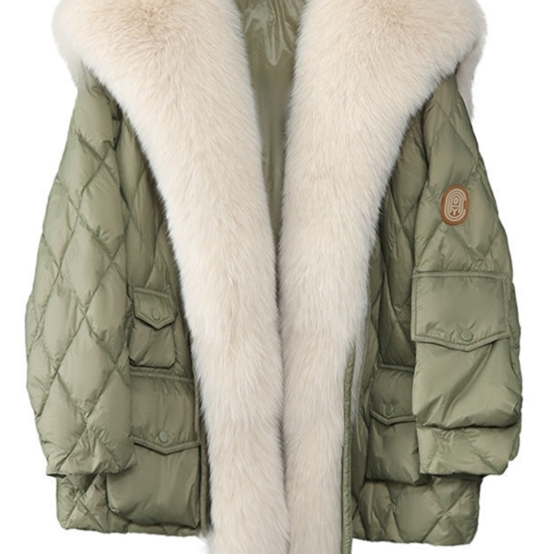 Women's Jackets KBAT Winter Duck Down Jacket Bat Sleeve Oversized Coat Fluffy Faux Fur Warm Parkas Big Waterproof Outerwear 221109