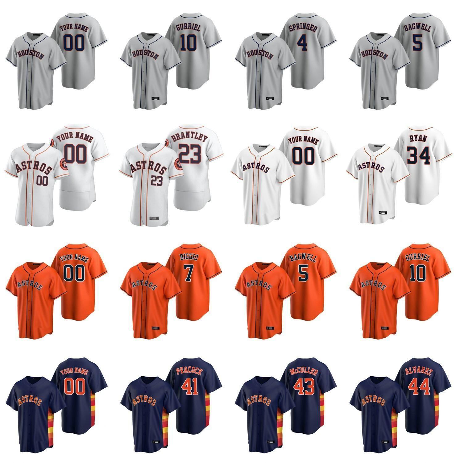 

CUSTOM College wear Baseball Jerseys Womens Nolan Ryan Jersey 4 George Springer 35 Justin Verlander 27 Jose Altuve 2 Alex Bregman 38 Joe Smi, Womens 2020 orange cool base