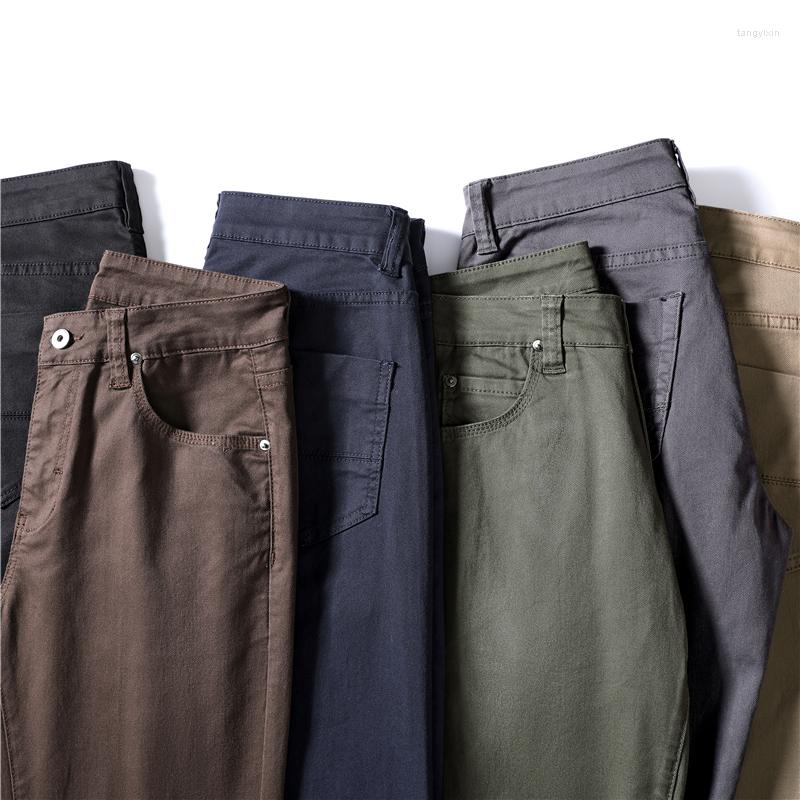 

Men's Pants 2022 Autumn Men's Slim-fit Cotton Stretch Casual Business Fashion High Quality Trousers Male Brand Khaki Green Gray, Black