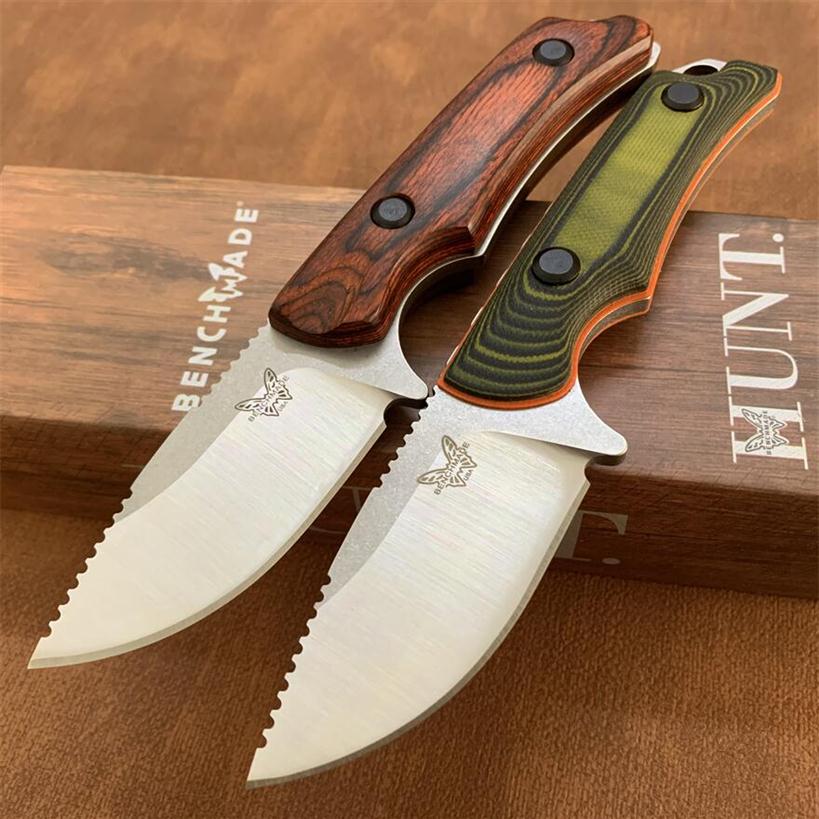 Benchmade 15017 15017-1 Fixed Blade Knife S30V Blade G10 Wood Handles Hunter Pocket Tactical Knives Outdoor Camping EDC 535 537 3300 94300m