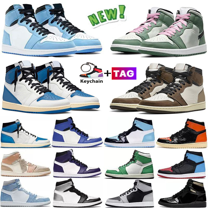 

New Jumpman 1 1s Basketball Shoes Men Women Black White Heritage Bred Patent University Blue Hype Royal Dark Mocha Shadow Mens Trainer Sports Sneakers Shoe Size 36-47