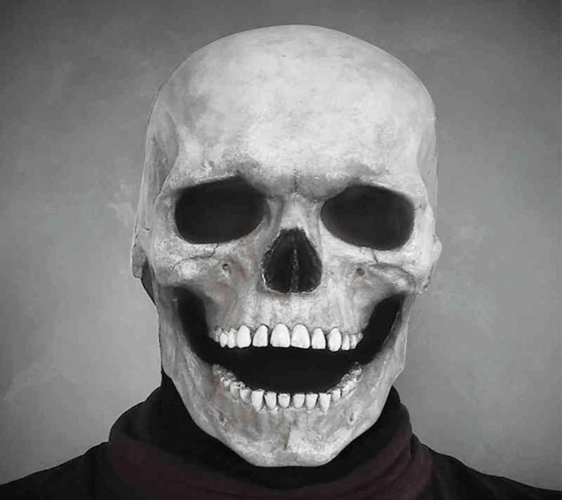 

Full Head Skull Mask Helmet With Movable Jaw Masques Entire Realistic Latex Scary Skeleton Z L2205302090644