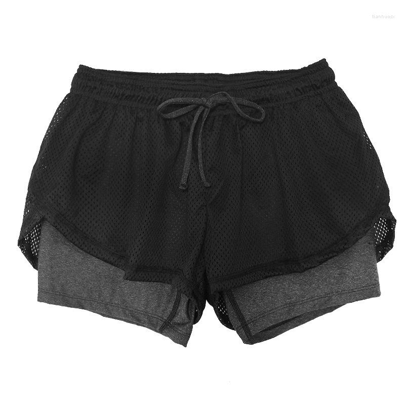 

Running Shorts Sports Women 2022 Drawstring Fake Two-piece Training Quick-drying Yoga Mesh, Yellow