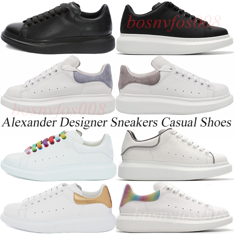 

2023 Designer shoes women mcqueen sneaker men mens White Rose Gold Rainbow Light Gold Ivory Black suede Teal Shock Pink alexander sneakers, 1 35-44