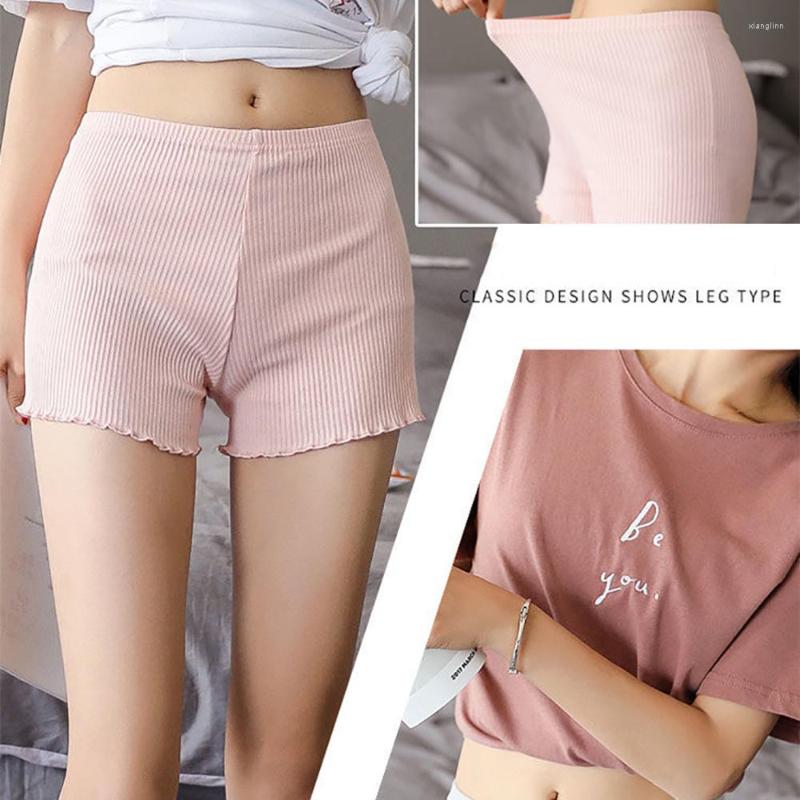 

Women's Panties Women Safety Short Pants Summer Thin Lingerie Security Ribbed Striped Seamless Elastic Underwear Boxer Shorts 2022, Black