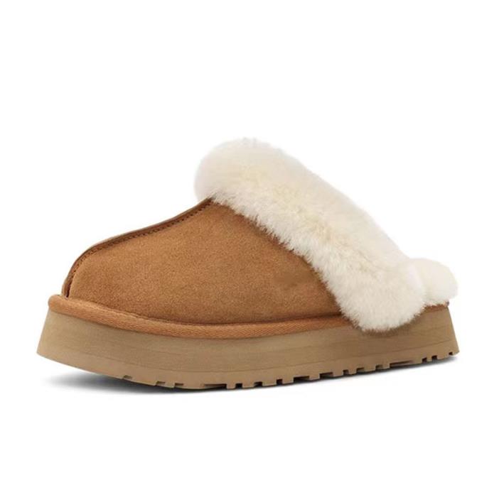 

Hot sell classical Thick soled slippers Mini U5854 women snow boots keep warm boot Latest fashion Sheepskin Cowskin Genuine Leather Plush boots, Brown