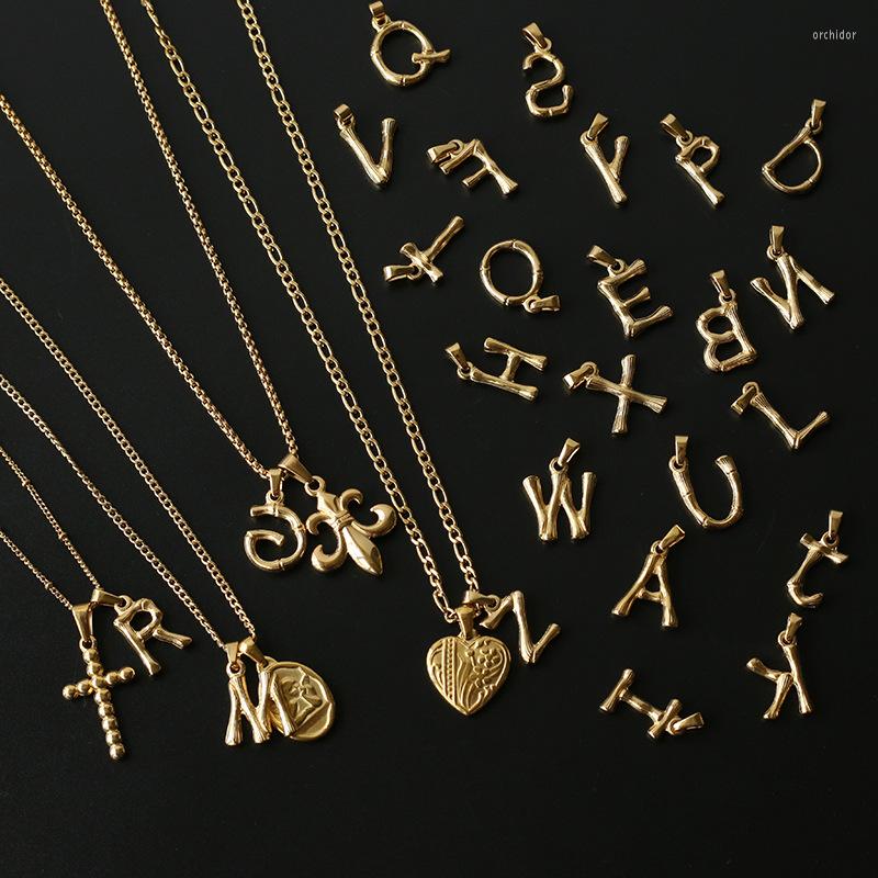 

Charms 316L Stainless Steel Men Women Jewelry 26 Alphabet Letters Gold Plated Charm Initial Letter Pendant DIY Making