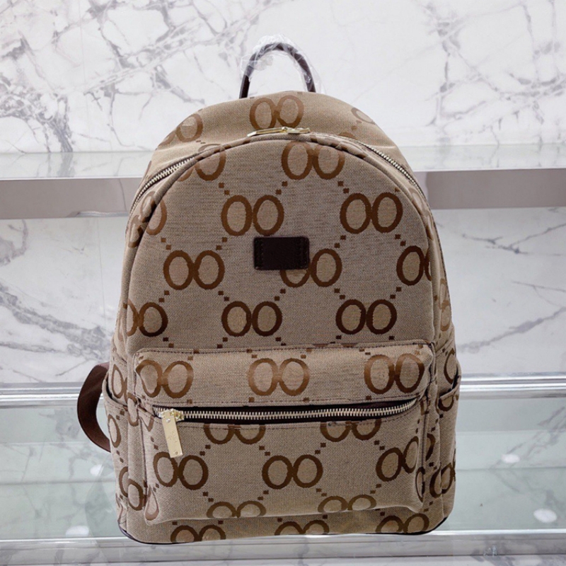 

Classic Designer Shoulder Bag Leather Fashion Backpack Bags Luxury For Women Men Canvas Backpacks Style Springs Lady Travel Outdoor, Khaki