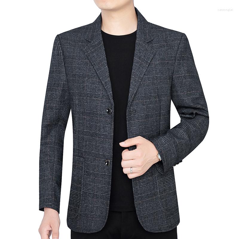 

Men's Suits Fashion Brand Men Blazer High Quality Slim Fit Suit Terno Masculino Single Breasted Longsleeve Woolen Blend Blazers, Gray