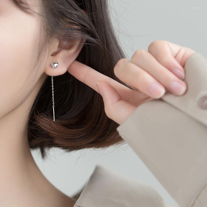 

Dangle Earrings CIAXY Silver Color Peach Heart-shaped Ear Line Female Long Tassel Girly Glossy Love Korean Fashion Jewelry