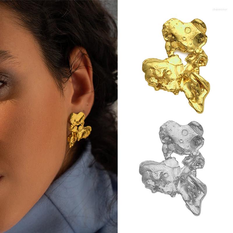 

Stud Earrings Gold Nugget For Women Irregular Rugged Statement Funny Creative Jewelry Elegant 2023