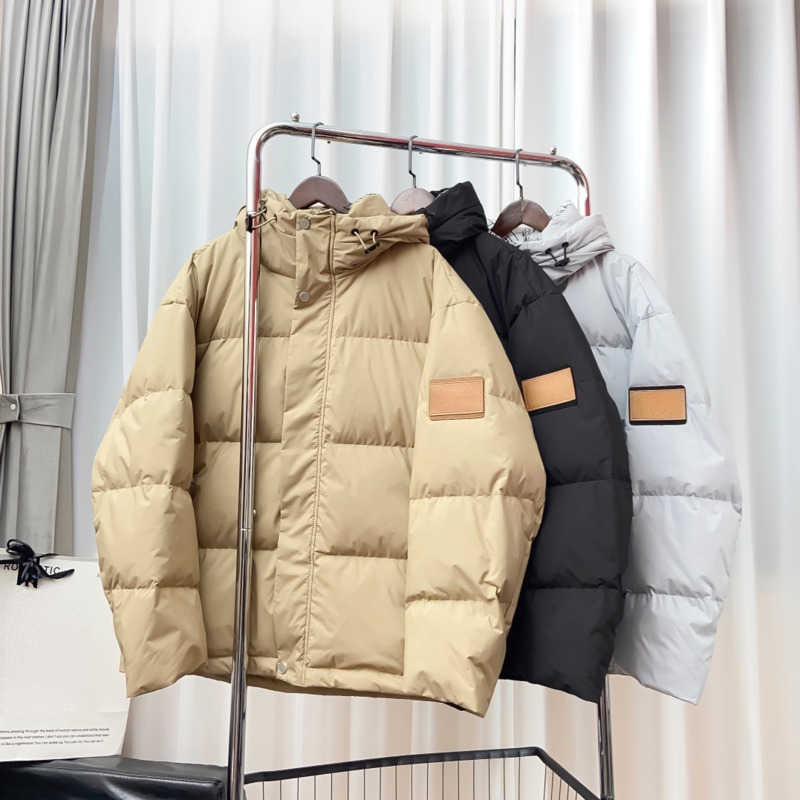 

bur Mens Winter Coat Designer Hooded Down Jacket Warm Casual Patchwork Cardigan Coats Men Women Windproof Waterproof Skiwear, Black