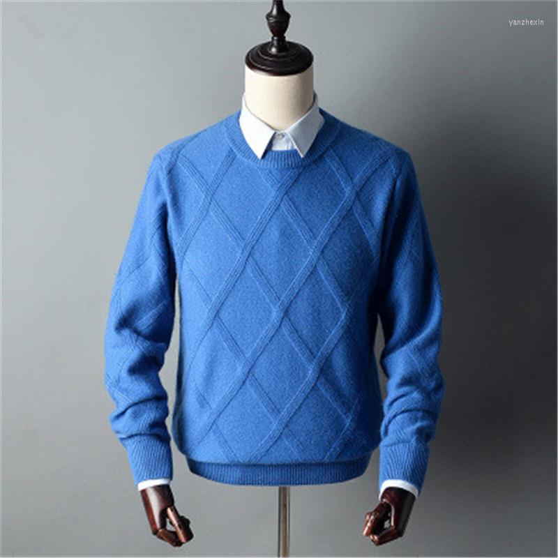 

Men' Sweaters Fashion Cashmere Big Argyle Plaid Knit Men Thick H-straight Pullover Sweater Oneck -2XL Retail Wholesale, Black