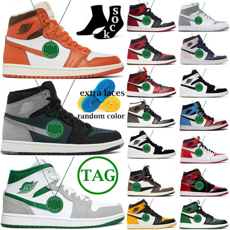 

Mens High OG jorban 1s basketball shoes jumpman 1 Stage Haze university blue patent bred heritage brotherhood Gorge Green dark mocha Pale, Color # 42