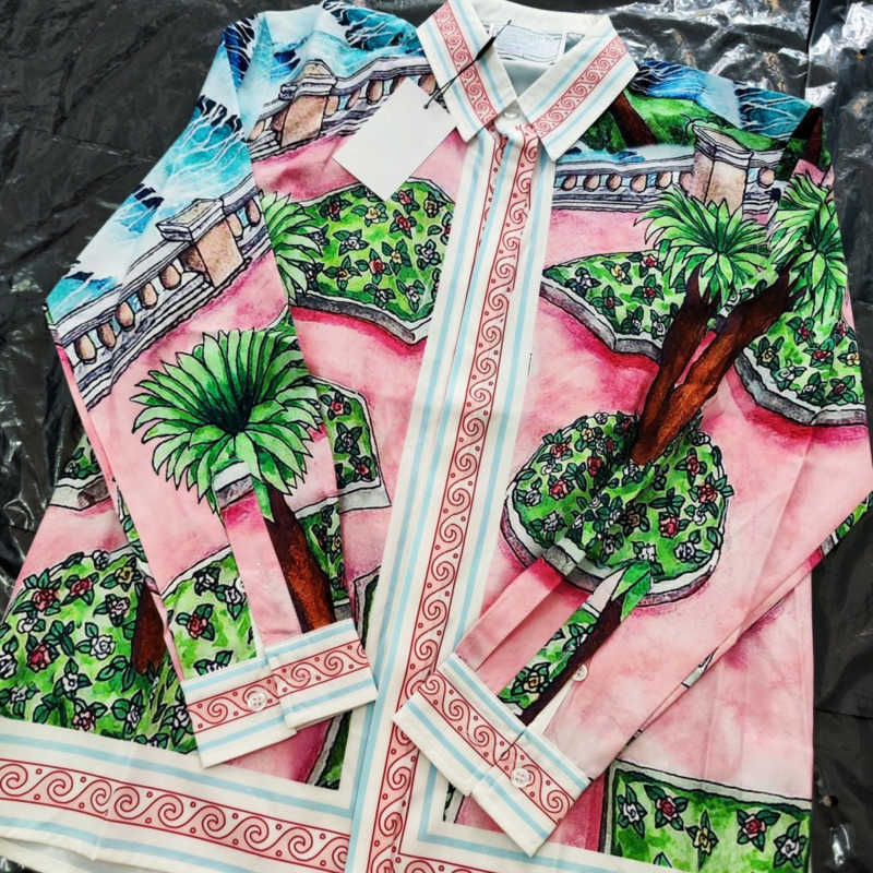 

Casa mens casual shirt Casablanc designer shirts long sleeved tshirt printed lapel silk Shirt men women hip hop fashion sweatshirt 5522, Casa-1