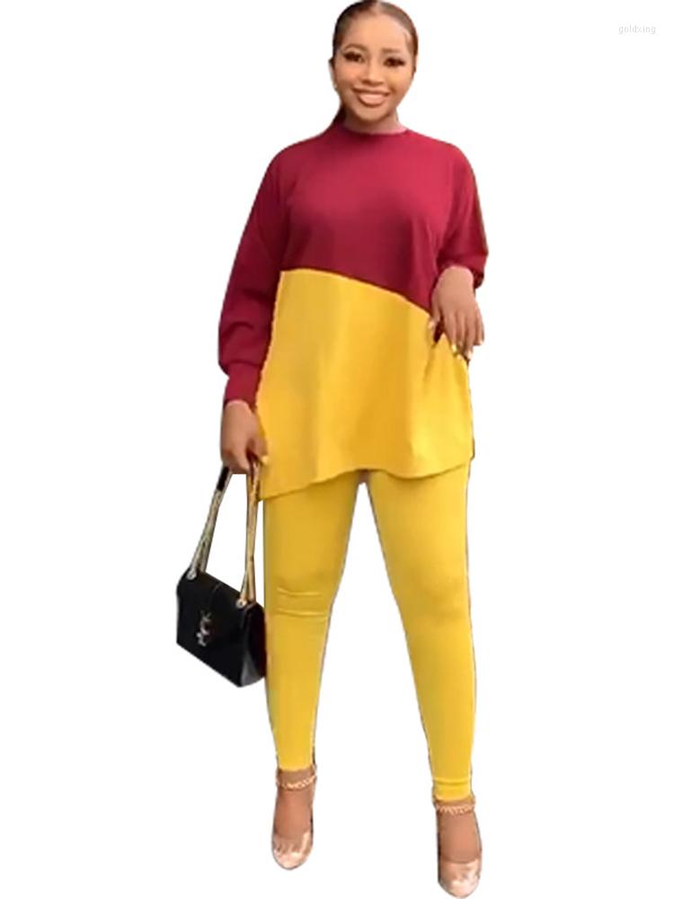 

Ethnic Clothing 2 Piece Sets African Clothes Women Long Top And Pant Suits Spring Autumn Splice Street Style Casual Africa Outfits