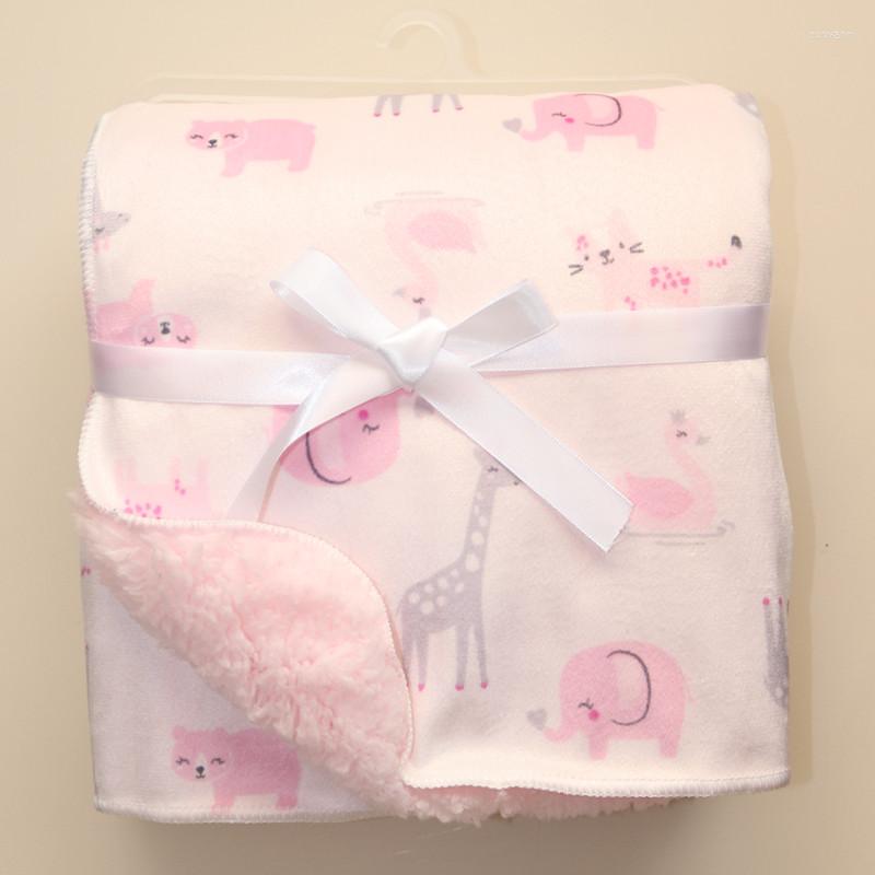 

Blankets Baby Thicken Double Layer Cartoon Fleece Infant Swaddle Envelope Stroller Wrap Born Bedding Blanket, Yellow