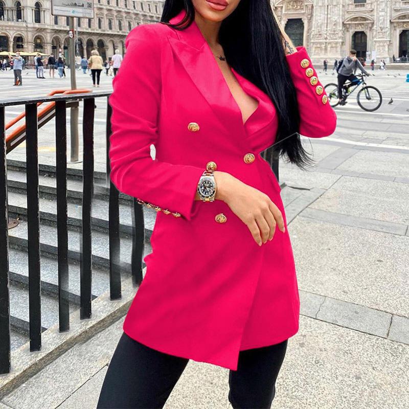 

Two Piece Dress Womens Casual Light Weight Thin Long Jacket Coat Sleeve Button Down Chest Pocketed Coats Buttons Blazer, Khaki