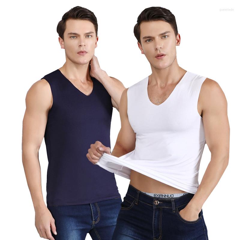

Undershirts Men's Ice Silk T Shirt V Neck Fitness Tank Tops Vest Mens Men Underwear Undershirt, Black