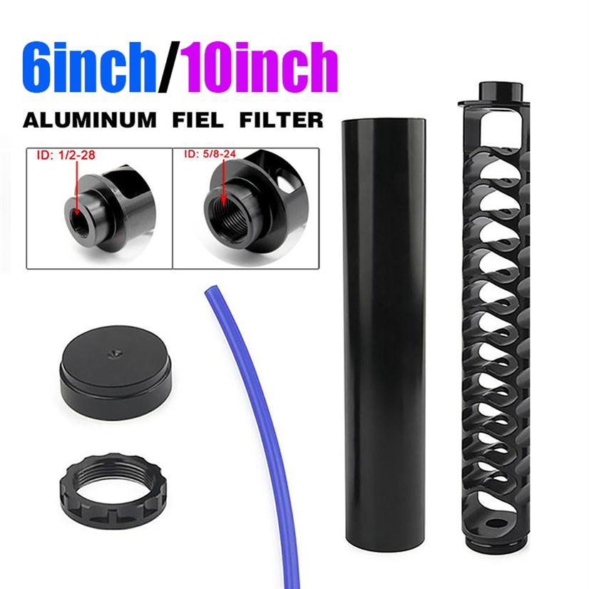 

6 10 inch Spiral 1 2-28 1 2-20 Single Core Aluminum Tube Car Fuel Filter Solvent Trap For NAPA 4003 For WIX 240032419