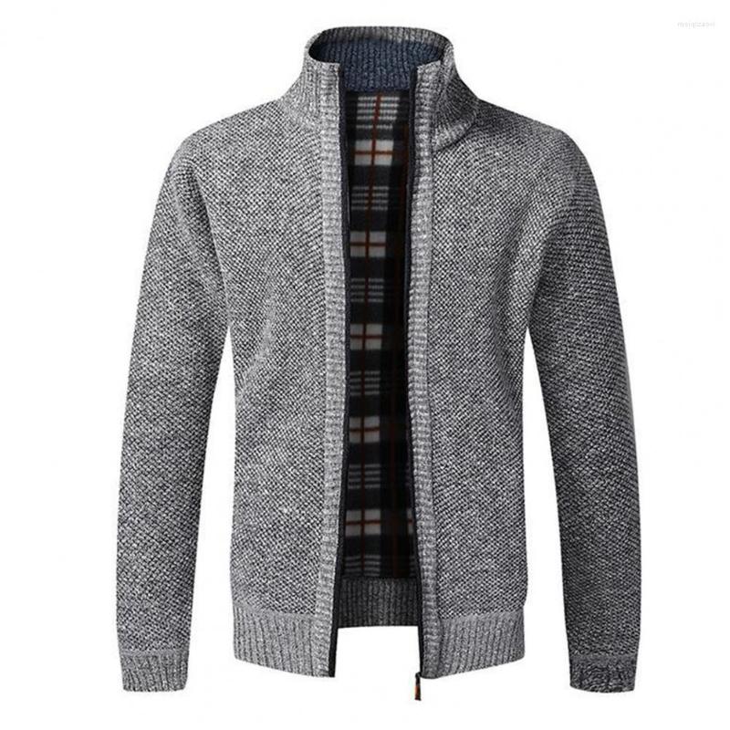 

Men's Sweaters Thicken Men Cardigan Breathable Cotton Blend Stand-up Collar Basic Design Touch Autumn Winter Trui Wrinkle-free Pullover, Coffee