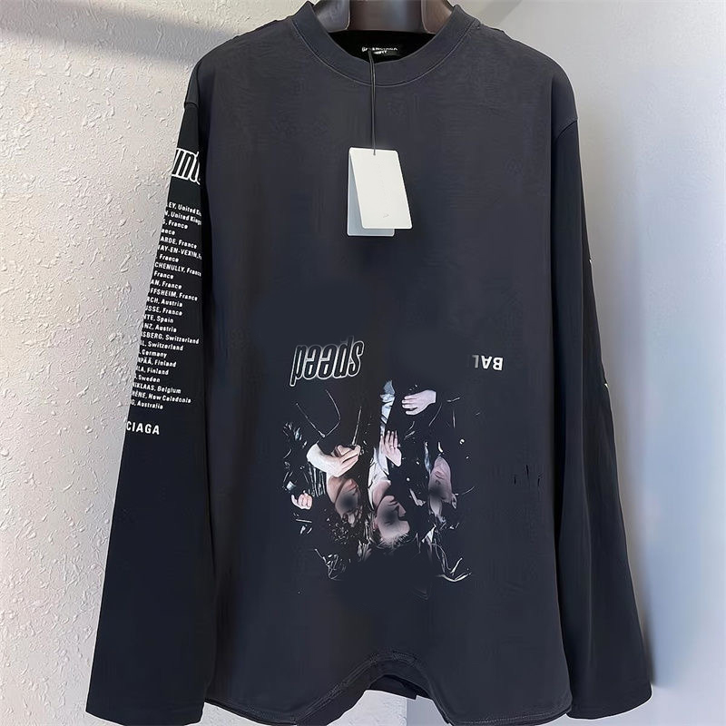 

Men's Plus Tees Old long-sleeved European and American lovers' jumper embroidered wool jumper loose fashion knit, B1