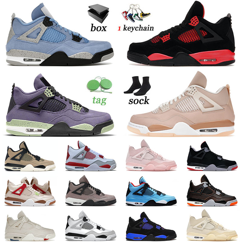 

Designer Mens Basketball Shoes for Men Women Jorda 4 4s Ts Bred Starfish Offs White Kaws Grey Black Cat Blue Thunder Top Jumpman Sneakers 1J3V, B33 violet ore 36-47