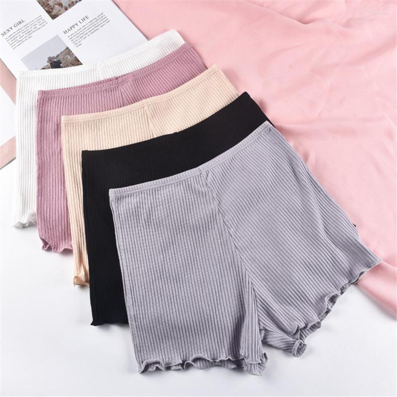 

Women's Panties Women Safety Short Pants Lingerie Security Ribbed Striped Seamless Elastic Underwear Boxer Shorts, Beige